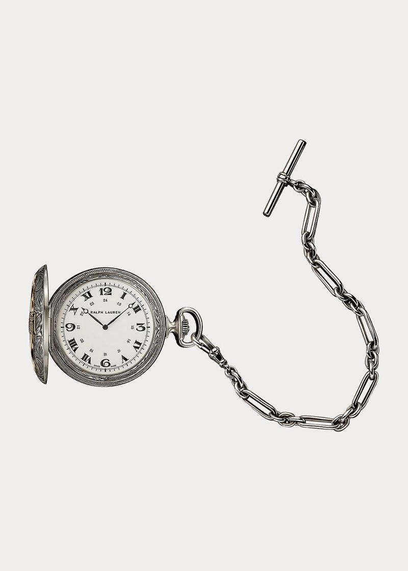 Zegarek Ralph Lauren Męska Białe 50 Mm Sterling Silver Pocket Watch 069378-HXW